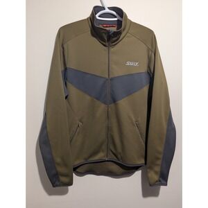 Swix Ski Base Layer Full Zip Long Sleeve Jacket Unisex‎ Size Medium Green Gray